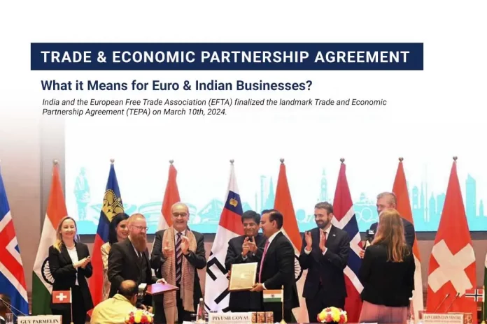 Union Minister for Commerce & Industry Piyush Goyal during the signing ceremony of India-European Free Trade Association (EFTA) Trade & Economic Partnership Agreement (TEPA), in New Delhi.